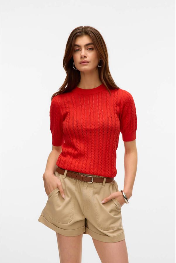 VERO MODA top koraalrood gebreid - Foto 2