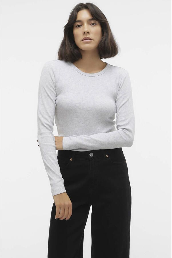 Vero Moda Slim fit shirt met lange mouwen van katoenmix model 'CHLOE'