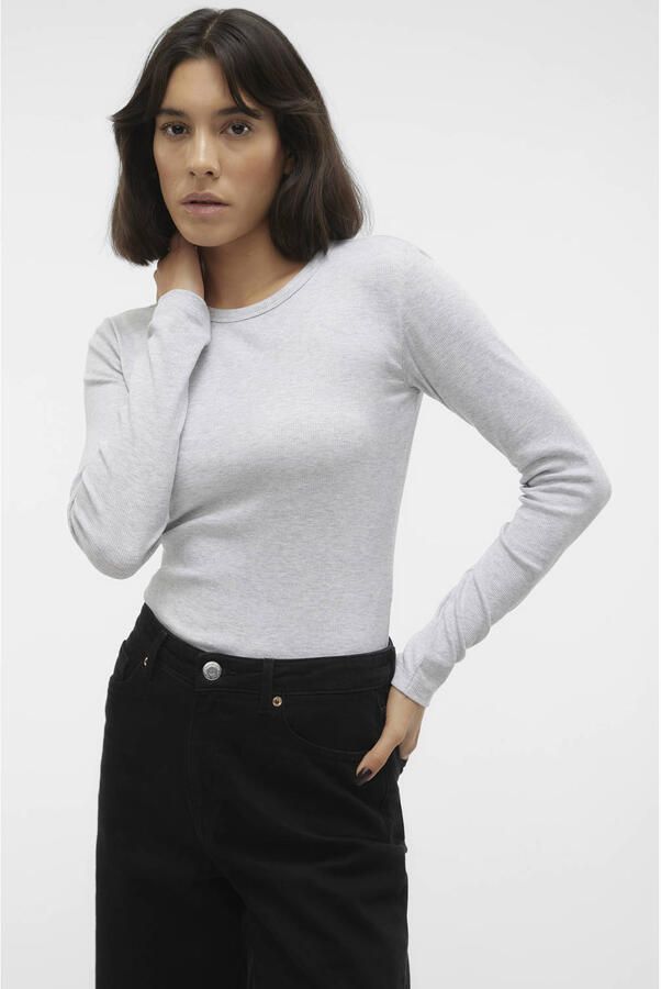 Vero Moda Slim fit shirt met lange mouwen van katoenmix model 'CHLOE' - Foto 3