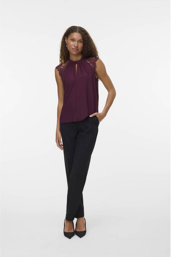 Vero Moda Regular fit blousetop met kant model 'MILLA'