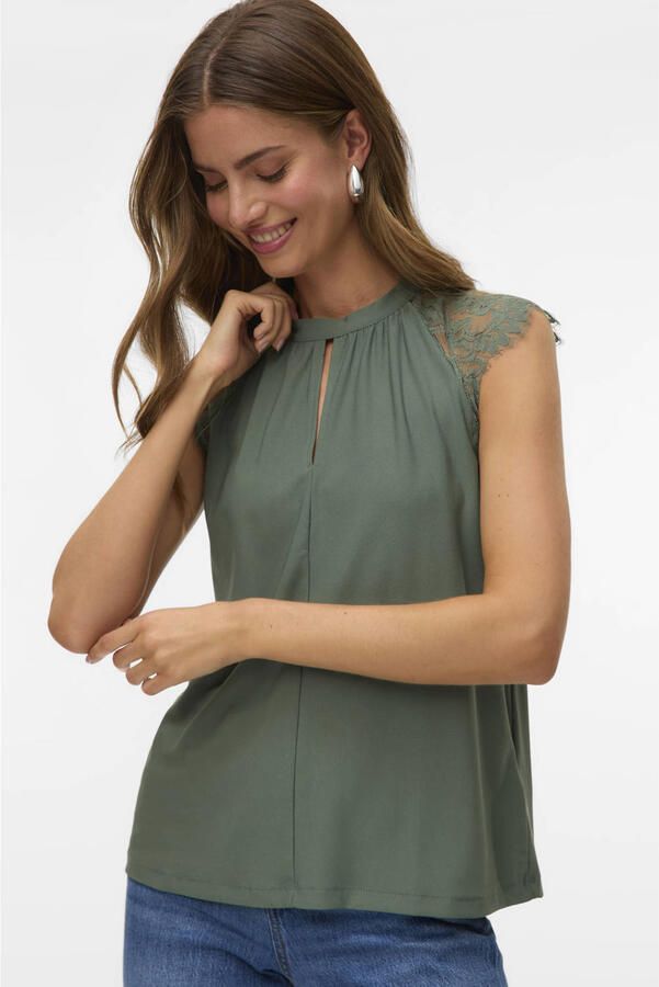 Vero Moda Regular fit top met kanten mouwen model 'MILLA'