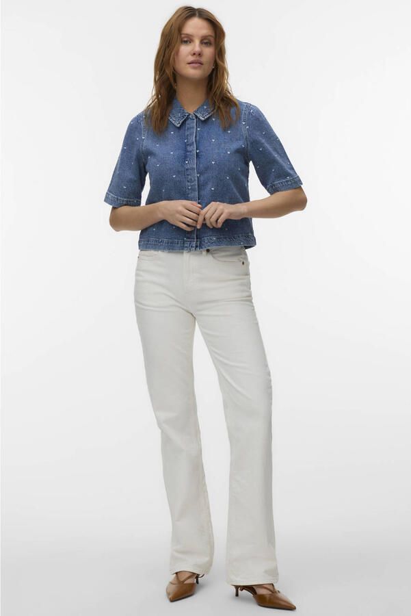 VERO MODA top met hartjes medium blue denim