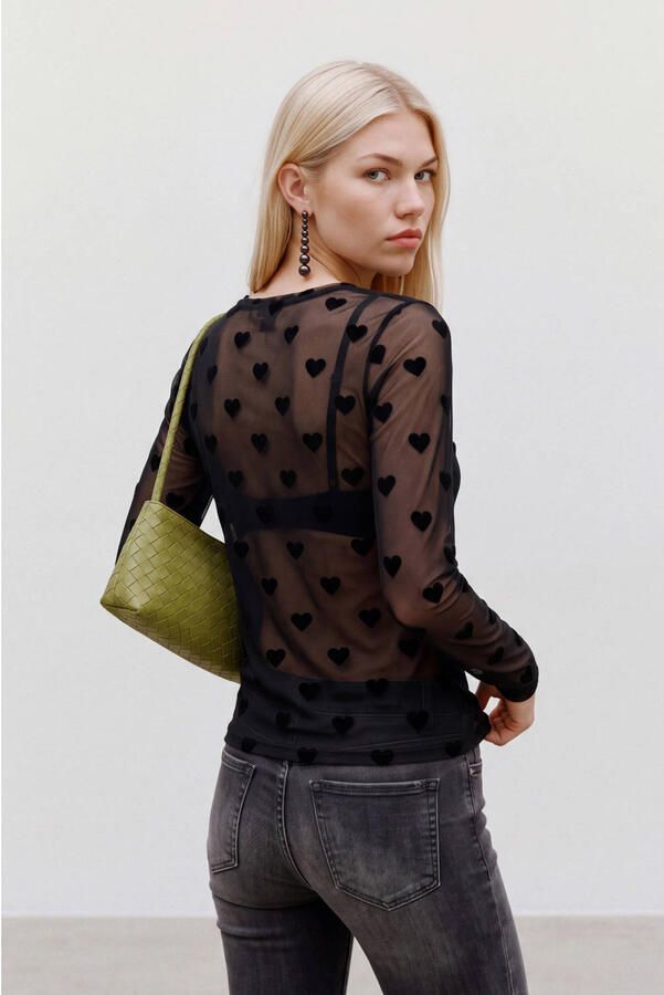 Vero Moda Slim Fit shirt met lange mouwen met ronde hals model 'LOVA' - Foto 2