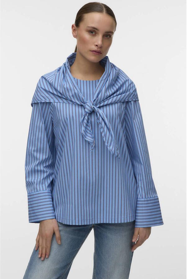 VERO MODA top met krijtstreep blauw
