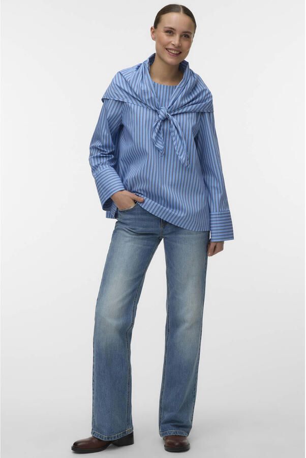 VERO MODA top met krijtstreep blauw - Foto 3