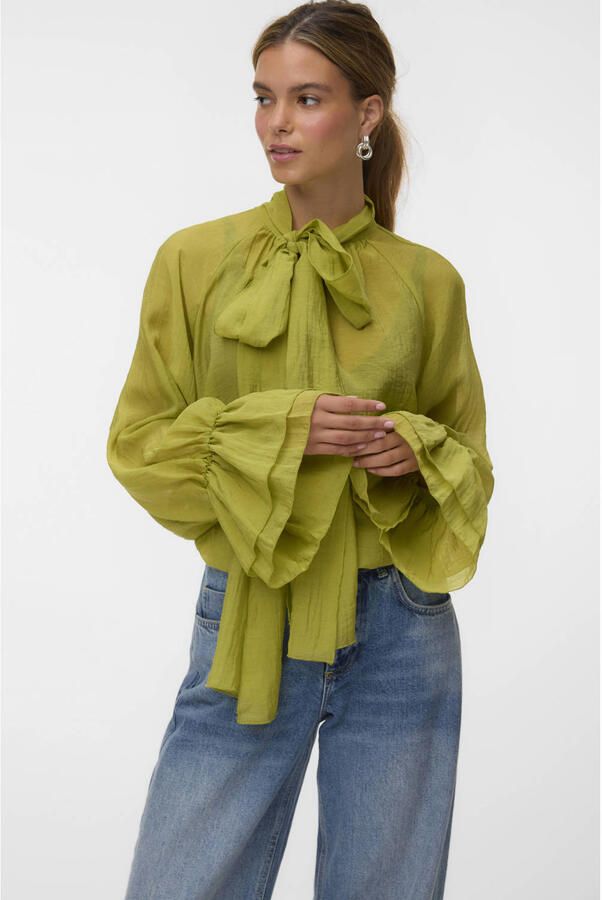 VERO MODA top met ruches groen