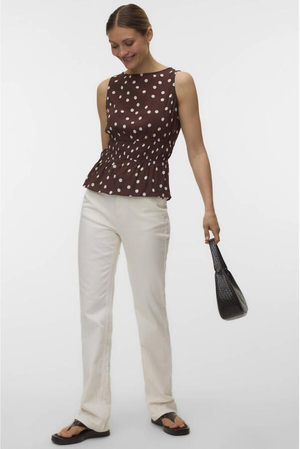 VERO MODA top met stippen donkerbruin - Foto 3
