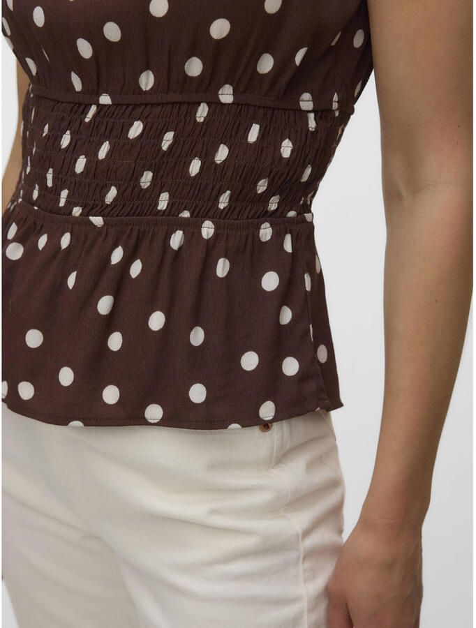 VERO MODA top met stippen donkerbruin - Foto 2
