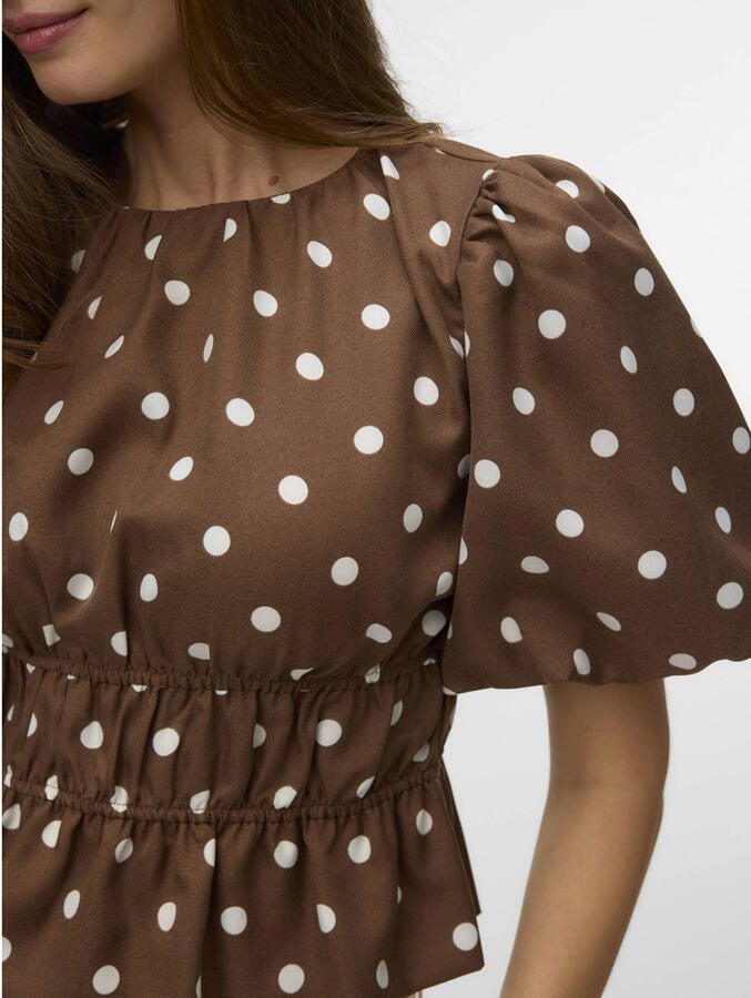VERO MODA top met stippen donkerbruin - Foto 2