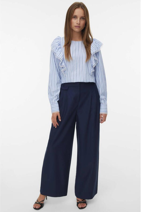 VERO MODA top met streep lichtblauw
