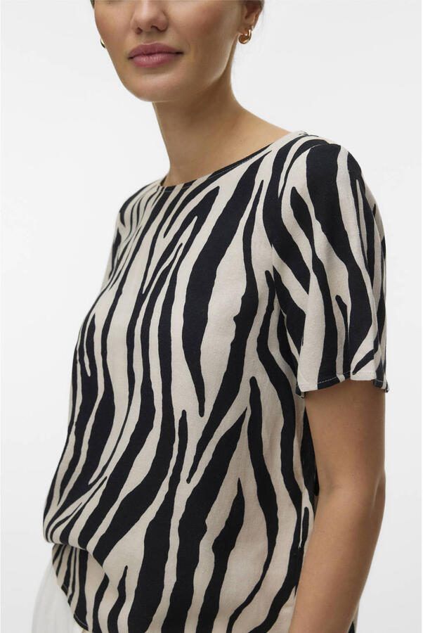 VERO MODA top met zebraprint zwart - Foto 3