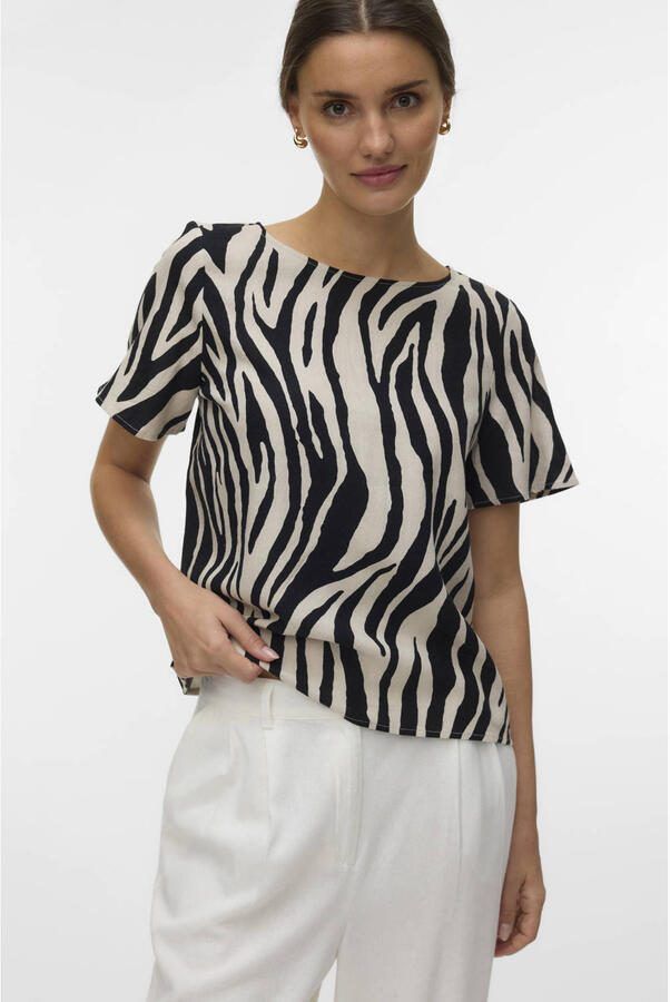 VERO MODA top met zebraprint zwart