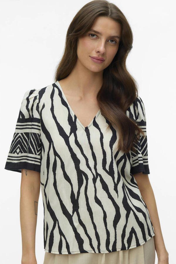 VERO MODA top met zebraprint zwart