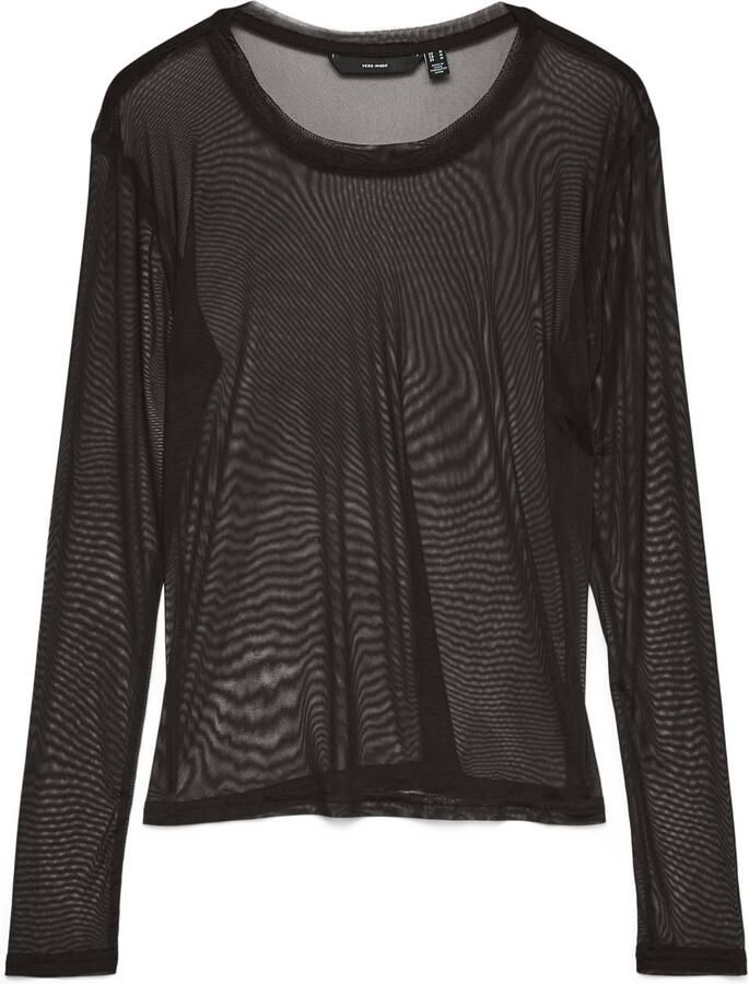 Vero Moda Slim Fit shirt met lange mouwen met ronde hals model 'LOVA'