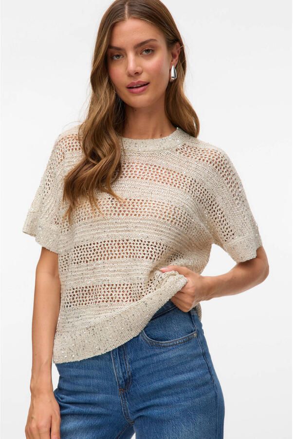 VERO MODA trui ecru fijn gebreid - Foto 3
