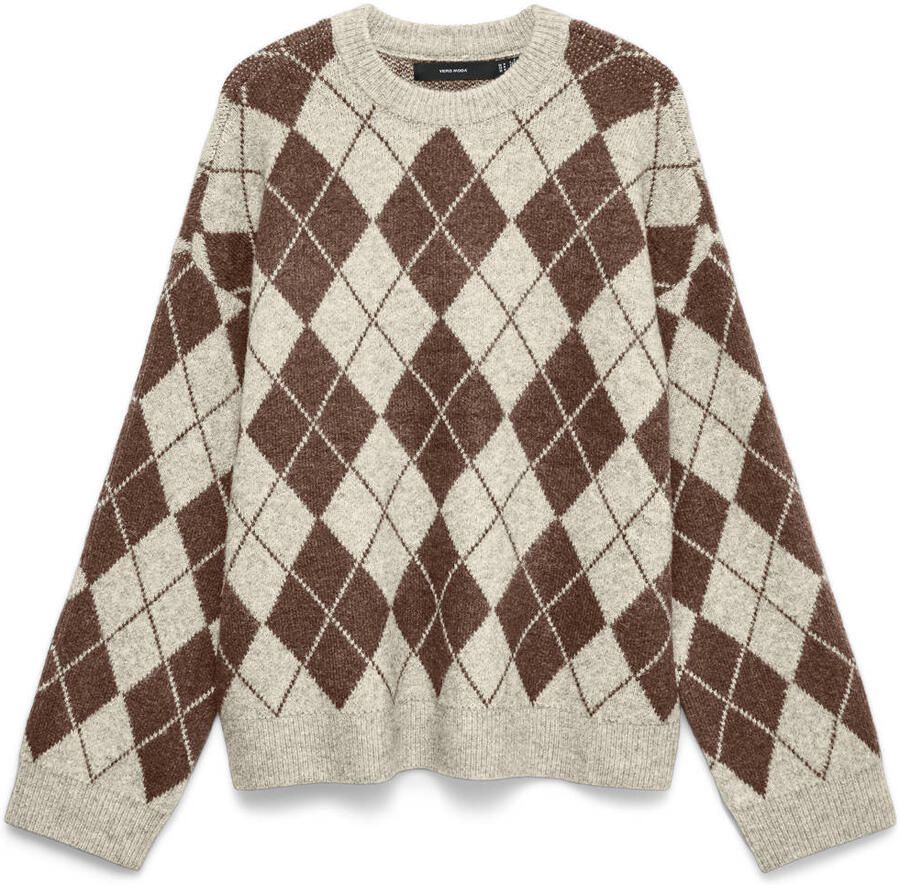 VERO MODA trui met print en wol beige