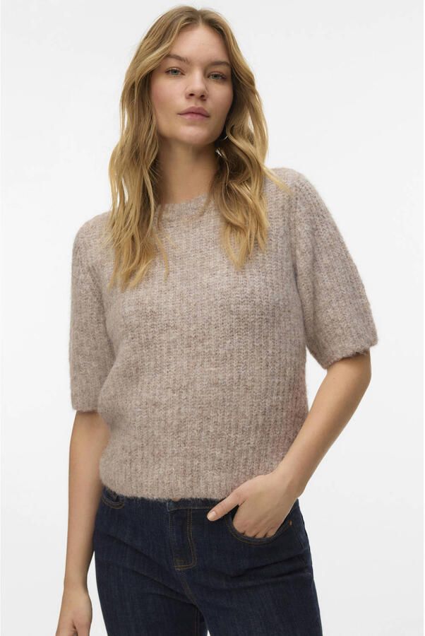 VERO MODA trui taupe gebreid