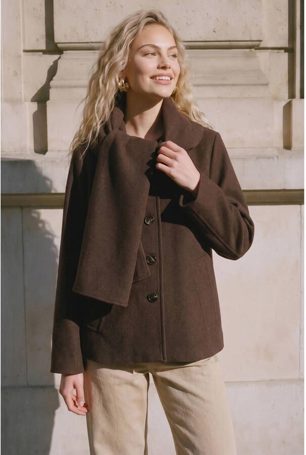 VERO MODA tussenjas met wol bruin - Foto 2