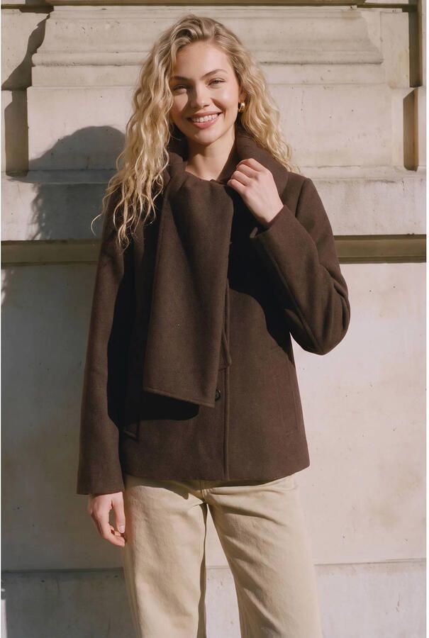 VERO MODA tussenjas met wol bruin - Foto 3