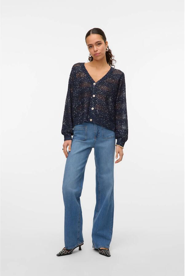 VERO MODA vest donkerblauw fijn gebreid - Foto 2