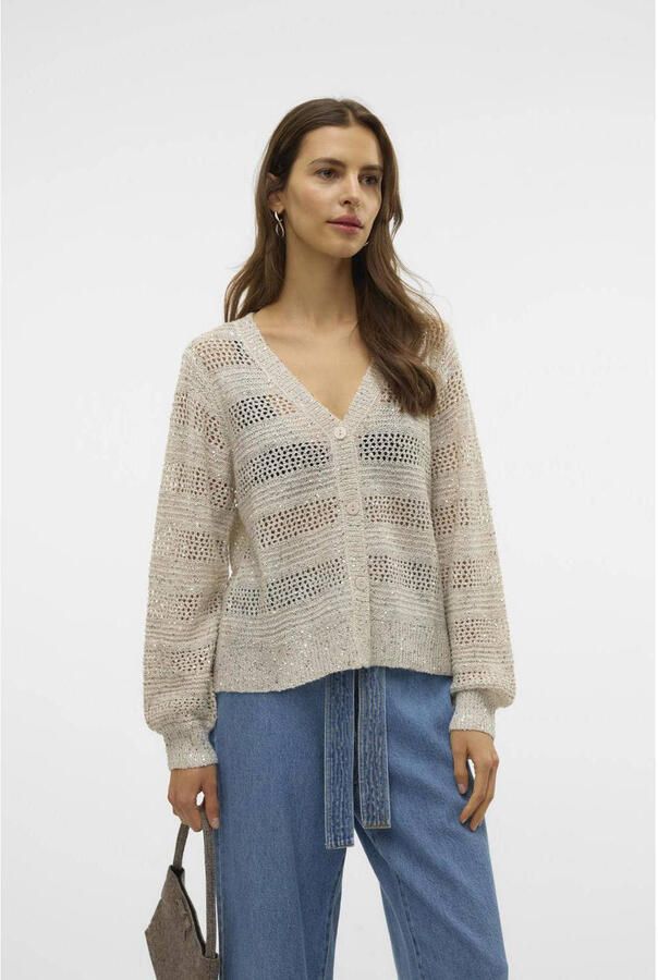 VERO MODA vest ecru fijn gebreid - Foto 2