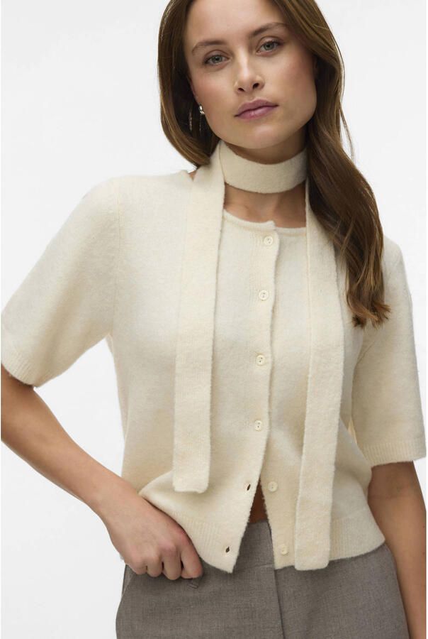 VERO MODA vest ecru gebreid