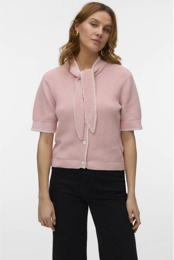 VERO MODA vest lichtroze gebreid