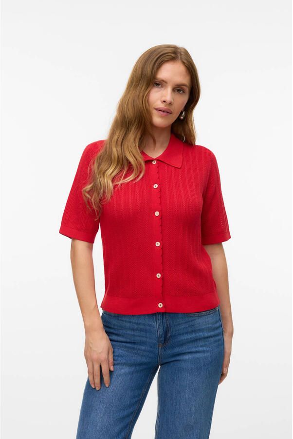 VERO MODA vest rood gebreid