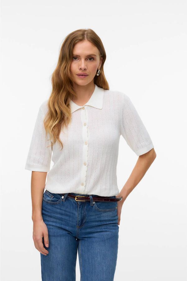 VERO MODA vest wit fijn gebreid