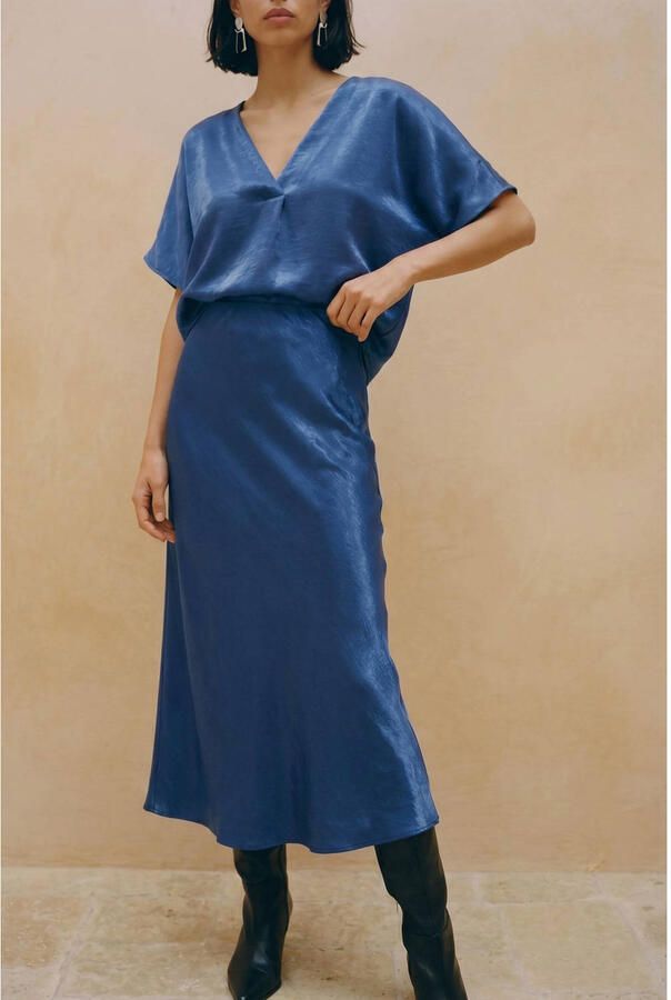 VERO MODA viscose maxi rok blauw
