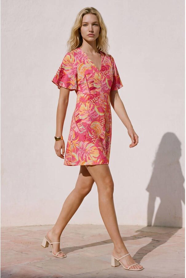 VERO MODA viscose mini jurk met print roze - Foto 2