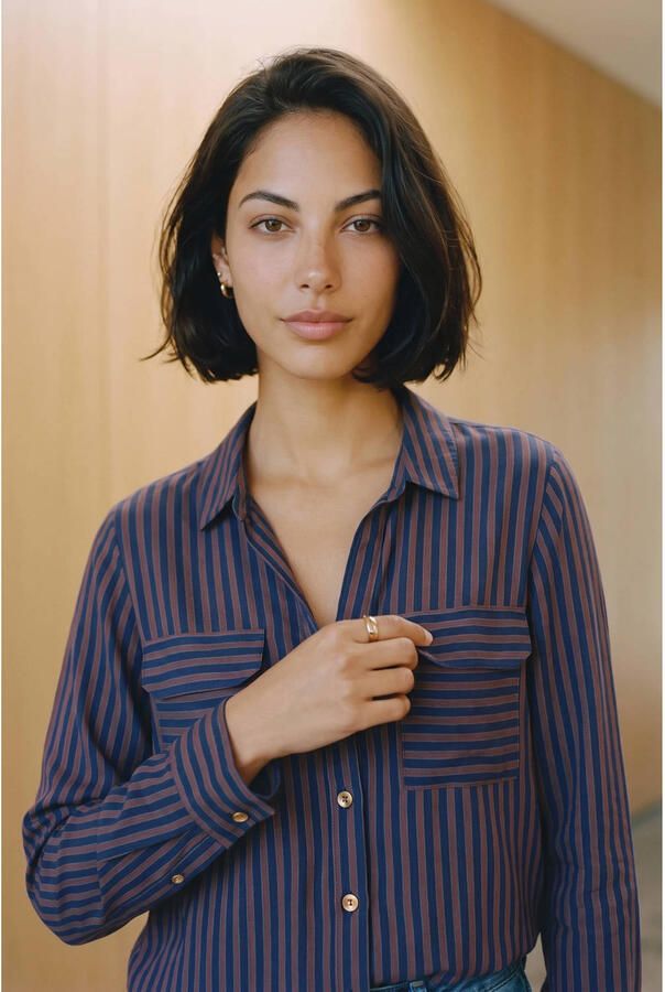 VERO MODA viscose rechtvallende blouse blauw