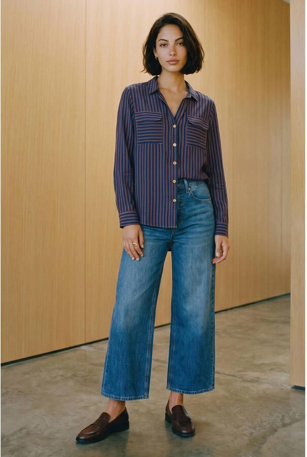 VERO MODA viscose rechtvallende blouse blauw - Foto 2