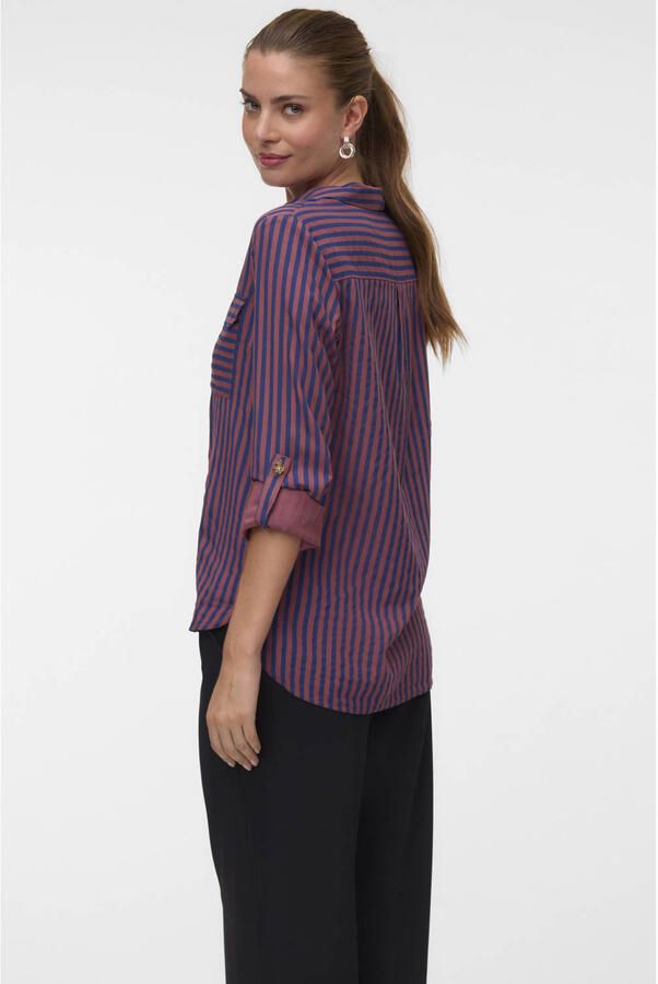 VERO MODA viscose rechtvallende blouse blauw - Foto 3
