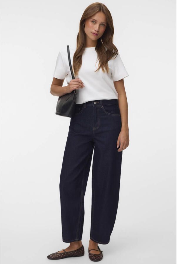 VERO MODA VMBILLIE high waist barrel jeans donkerblauw