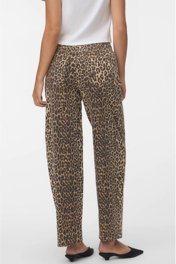 VERO MODA VMBILLIE high waist barrel jeans met panterprint bruin - Foto 3