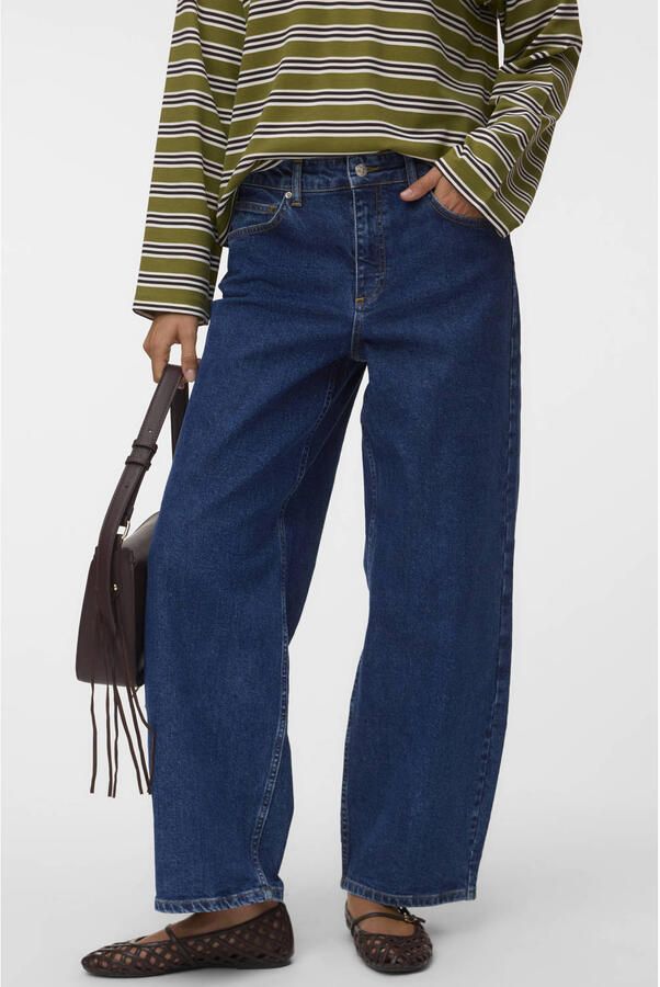 VERO MODA Vmelif Hw Barrel Jeans Exp high waist barrel jeans donkerblauw