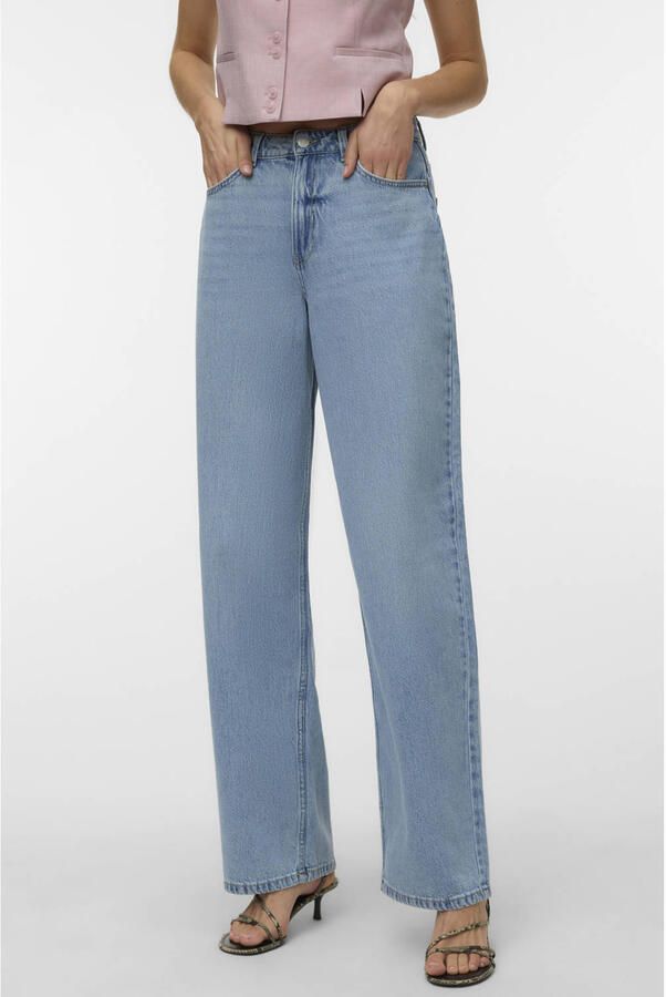 VERO MODA VMESTELLE high waist barrel jeans light blue denim