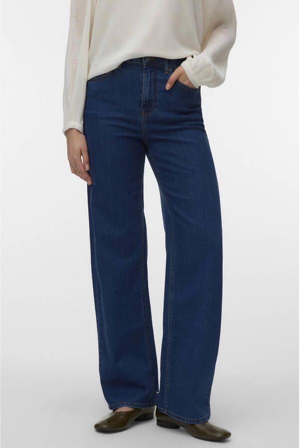 VERO MODA Vmlaura high waist straight leg jeans medium blue denim