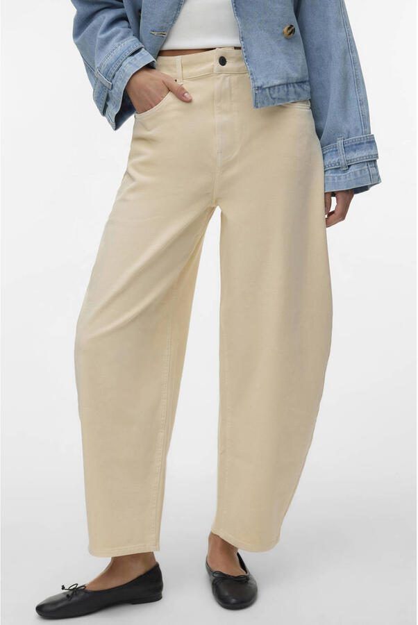 VERO MODA Vmlouisa Ecru Hw Denim Jeans Exp high waist barrel jeans ecru