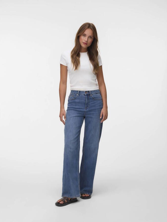 VERO MODA Vmolivia Stretch Hr Wide Jns Li3182 Noos wide leg jeans donkerblauw - Foto 2