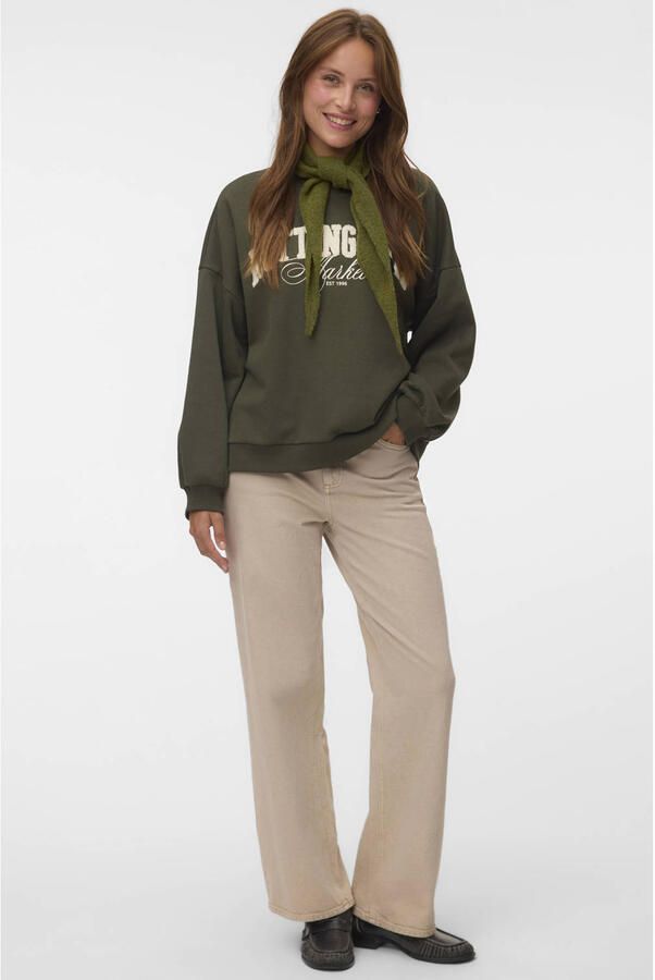 VERO MODA VMTESSA high waist wide leg jeans beige