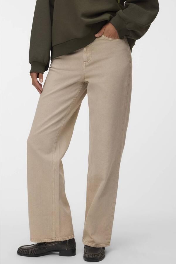 VERO MODA VMTESSA high waist wide leg jeans beige - Foto 3