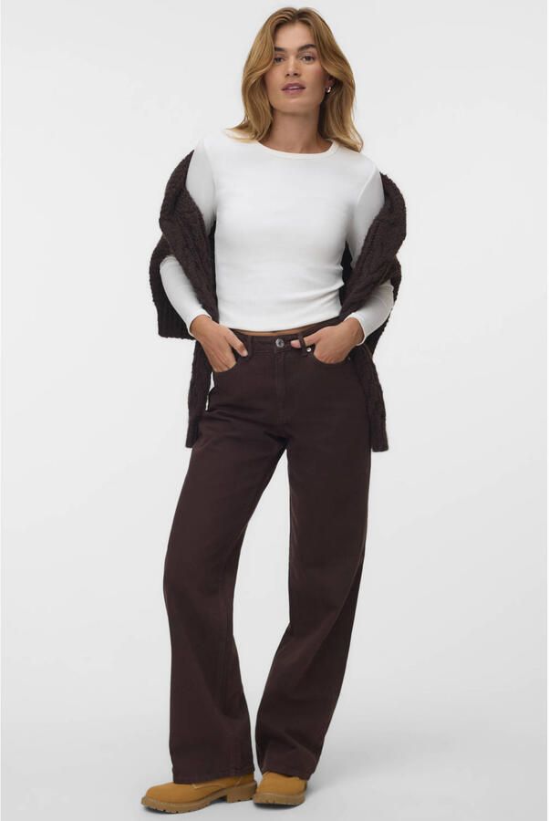 VERO MODA VMTESSA high waist wide leg jeans bruin - Foto 3