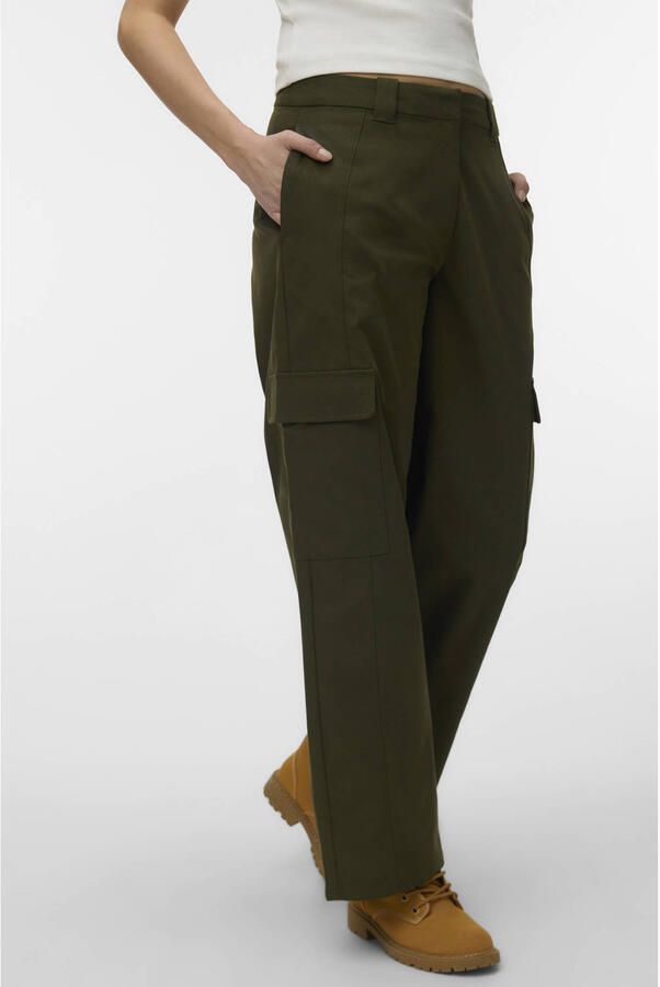 VERO MODA wide leg cargobroek donkergroen - Foto 2