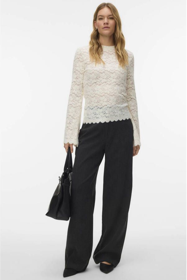 VERO MODA wide leg casual broek antraciet