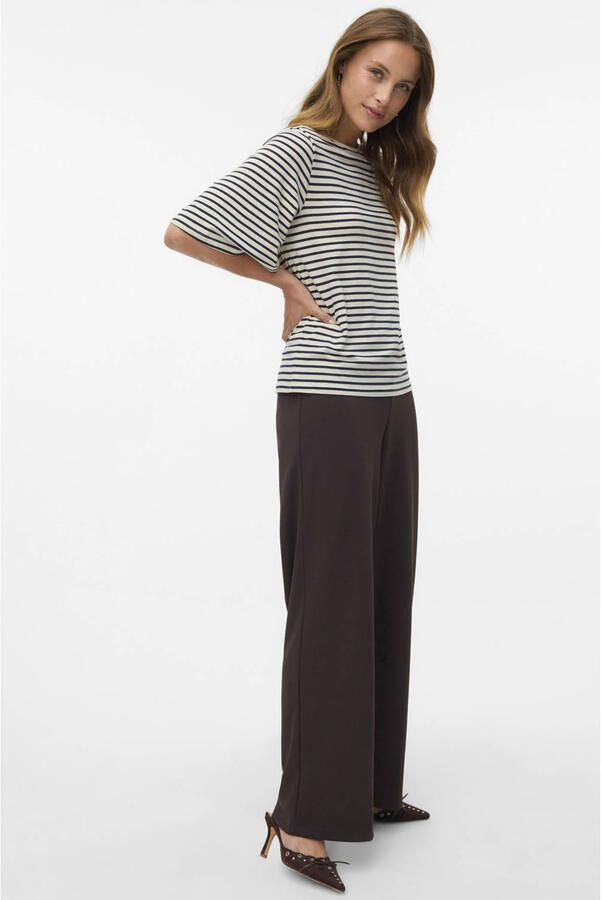 VERO MODA wide leg casual broek bruin - Foto 2