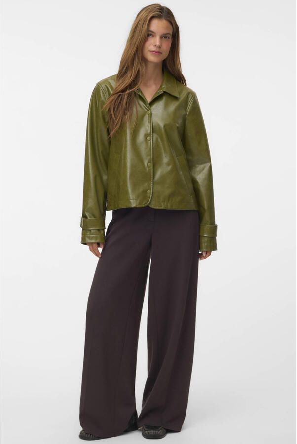 VERO MODA wide leg casual broek bruin