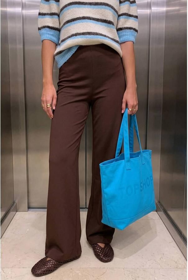 VERO MODA wide leg casual broek bruin - Foto 2