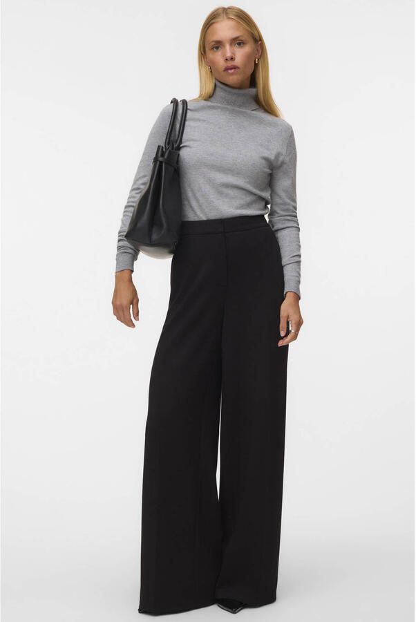 VERO MODA wide leg casual broek zwart - Foto 3